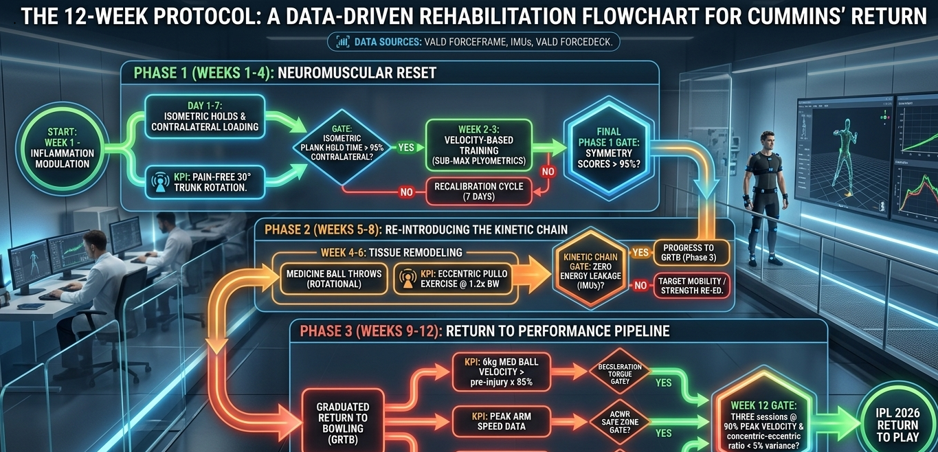 The 12-Week Protocol: A Day-by-Day Rehabilitation Flowchart for Cummins' Return to Cricket