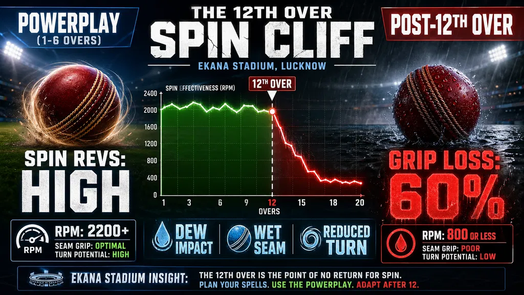 Ekana 12th Over Spin Cliff: Why Spinners Lose Grip Post-Powerplay